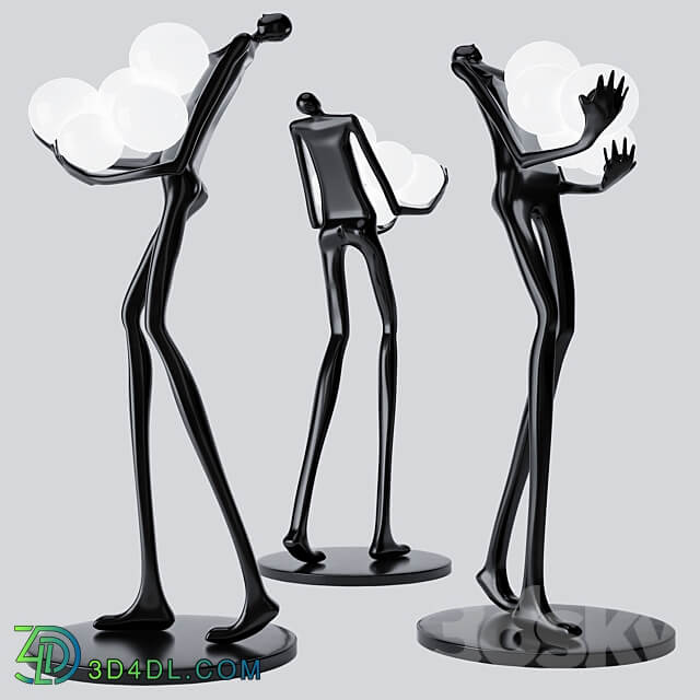 Floor Lamp Man Baloons Black