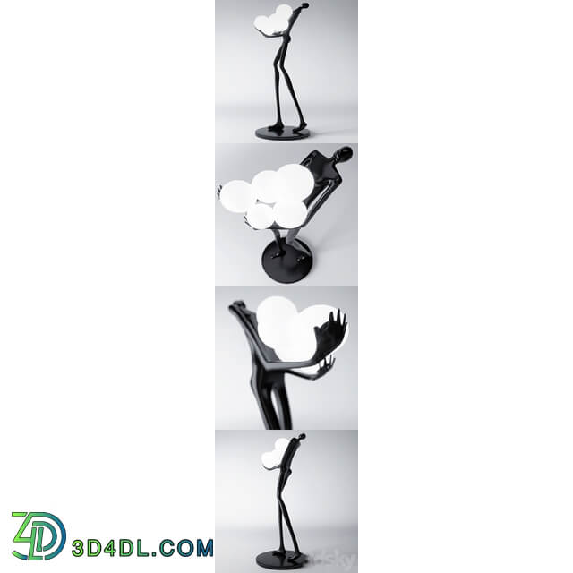 Floor Lamp Man Baloons Black