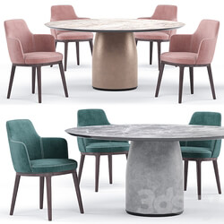 Table Chair Lucylle dining armchair and bule table Lema 