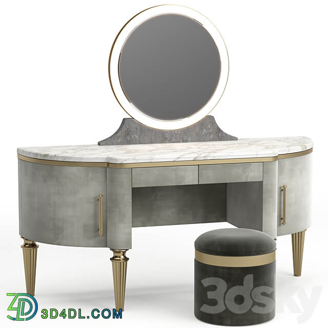 DAME By Longhi dressing table design by Giuseppe Iasparra with Pouf Loft concept Golden Belt