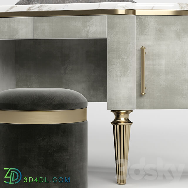 DAME By Longhi dressing table design by Giuseppe Iasparra with Pouf Loft concept Golden Belt