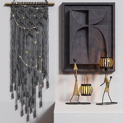 Decorative set BLACK MACRAME 