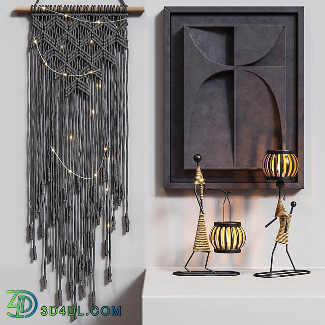 Decorative set BLACK MACRAME