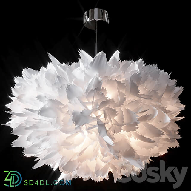 Pendant light White feather chandelier