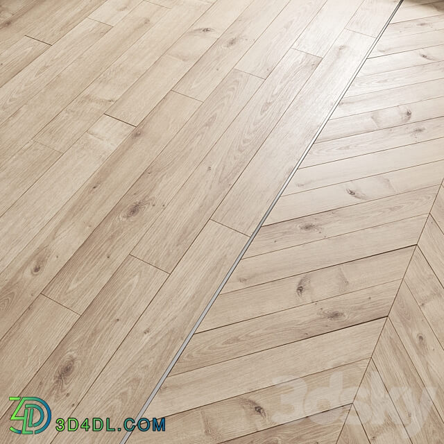 AVE Floor Lighten Oak Laminate and Chevron Tiles 