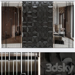 Decorative volumetric wall panel mid century modern Black. 