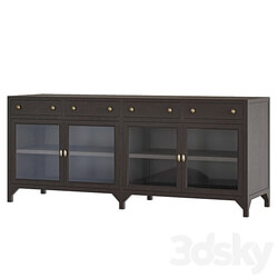 Sideboard Chest of drawer Shadow Box Industrial Black Metal Media Console 