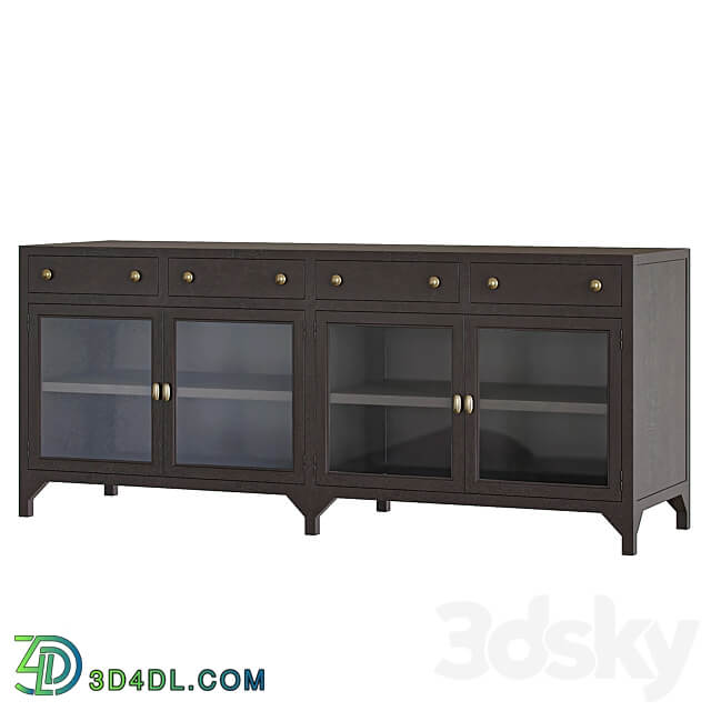 Sideboard Chest of drawer Shadow Box Industrial Black Metal Media Console