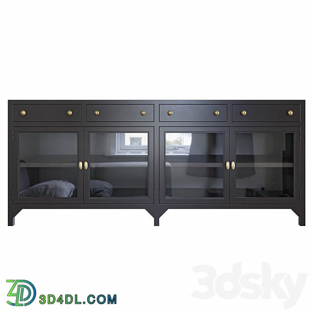 Sideboard Chest of drawer Shadow Box Industrial Black Metal Media Console