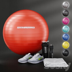 Fitness set for gym decorating. Sport equipment. Set 3D Models 