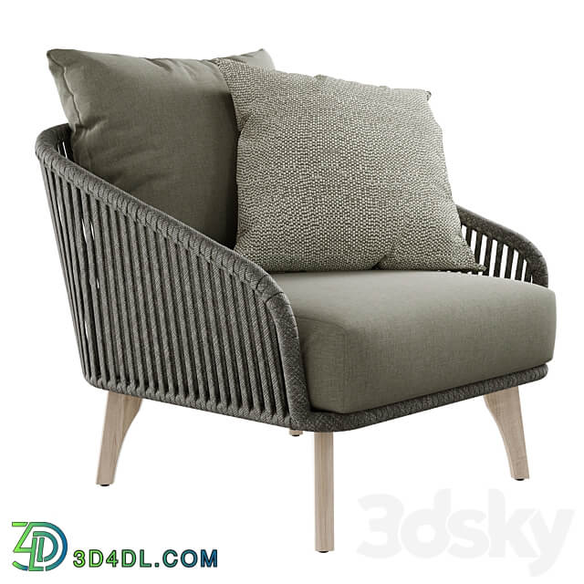 Outdoor garden wicker woven armchair 4so Santander chair 3D Models