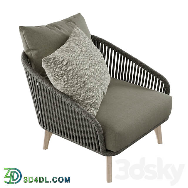 Outdoor garden wicker woven armchair 4so Santander chair 3D Models