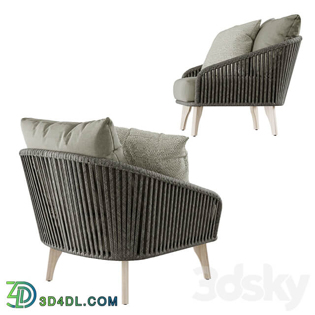 Outdoor garden wicker woven armchair 4so Santander chair 3D Models