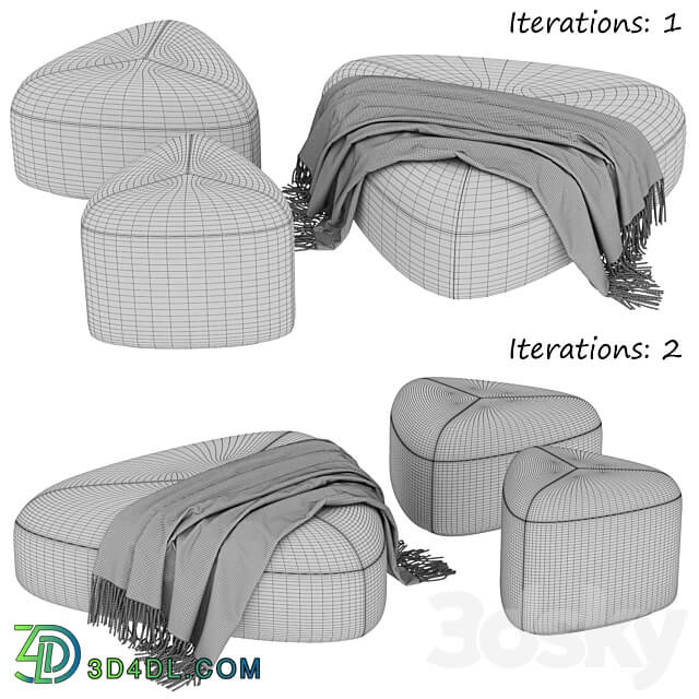 Set of poufs Stone 