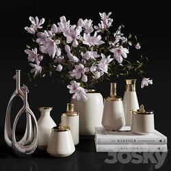 Decoration Set 30 Magnolia and Vases. 