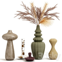 A set of vases with decor. 