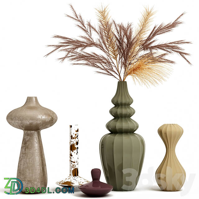 A set of vases with decor.