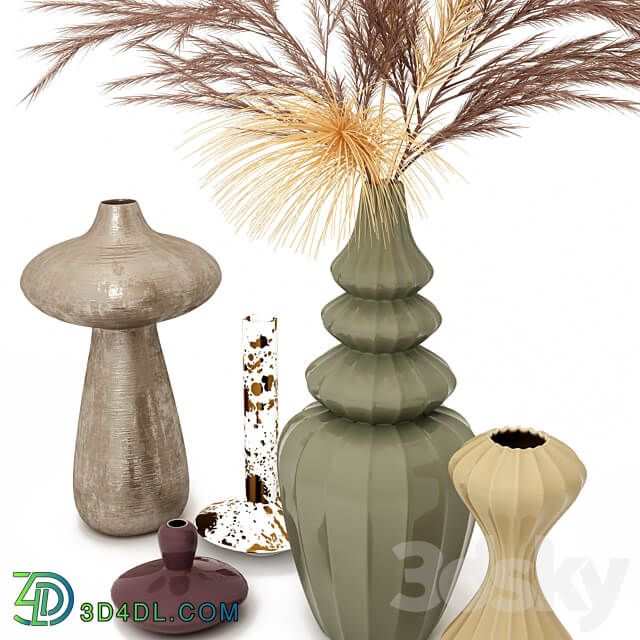 A set of vases with decor.