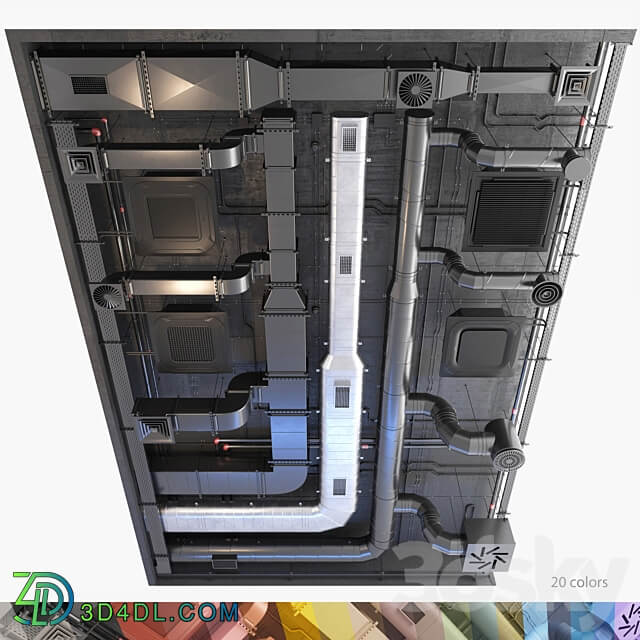 Ventilation system set 02 3D Models