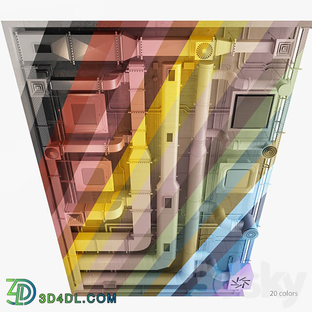 Ventilation system set 02 3D Models