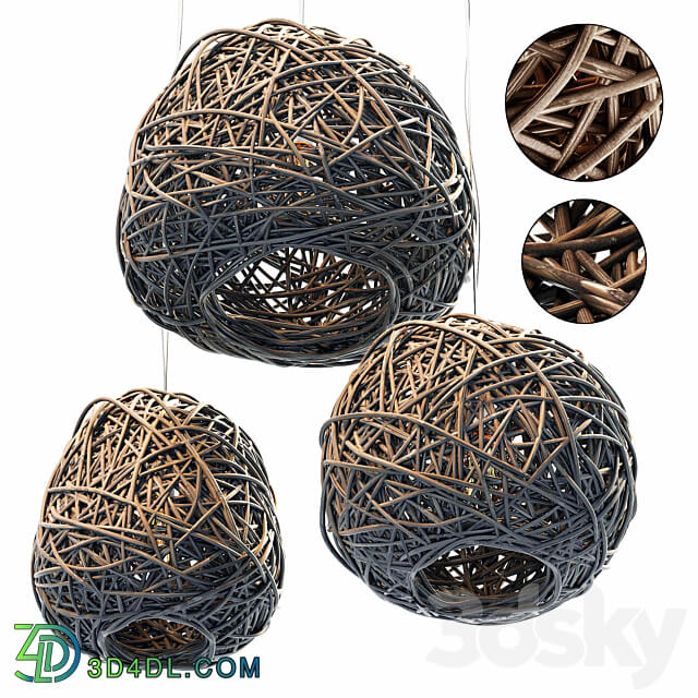 Pendant light Lamp Rattan sphere hive n2 Chandelier made of rattan spherical hive number 2