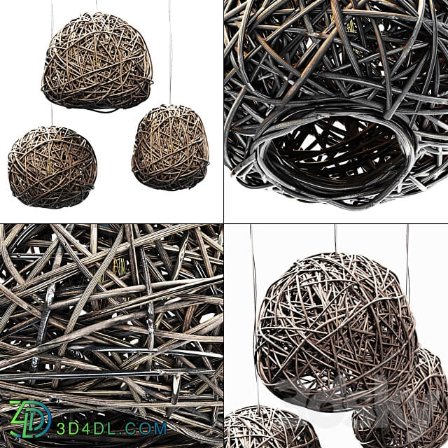 Pendant light Lamp Rattan sphere hive n2 Chandelier made of rattan spherical hive number 2