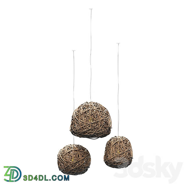 Pendant light Lamp Rattan sphere hive n2 Chandelier made of rattan spherical hive number 2