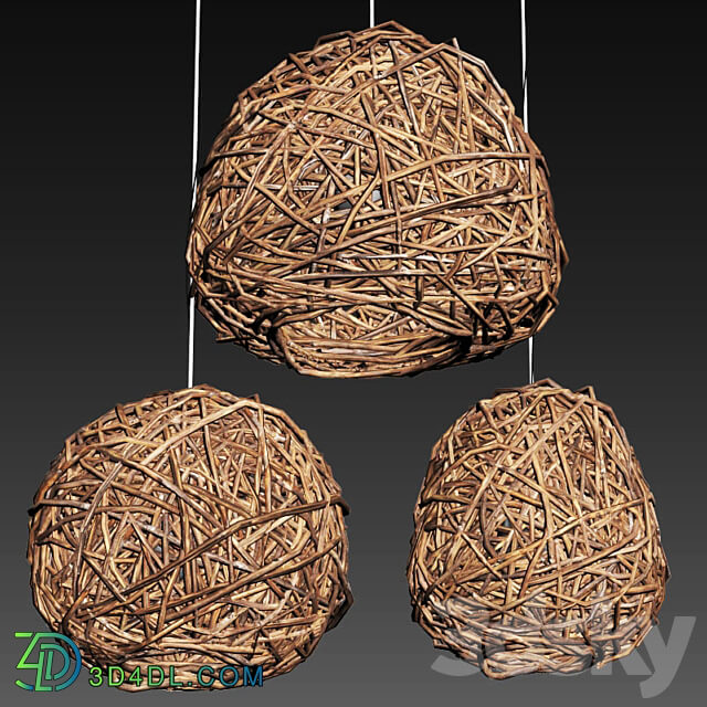 Pendant light Lamp Rattan sphere hive n2 Chandelier made of rattan spherical hive number 2