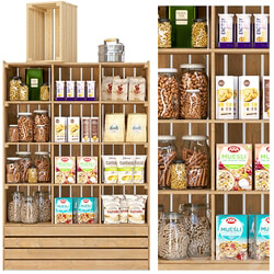 Showcase in a supermarket with nuts cereals and dry breakfasts 3D Models 