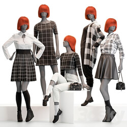 Female mannequins with clothes 