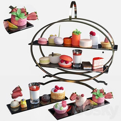 Tray with desserts and sweets at corporate parties 3D Models 