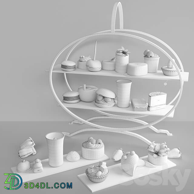 Tray with desserts and sweets at corporate parties 3D Models