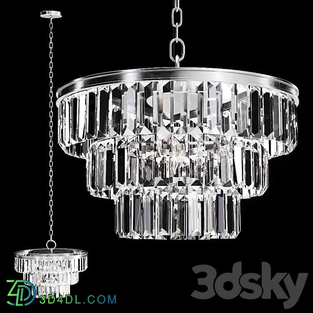 Pendant light Restoration Hardware ALAINE CRYSTAL CLEAR GLASS 3 TIER CHANDELIER Silver