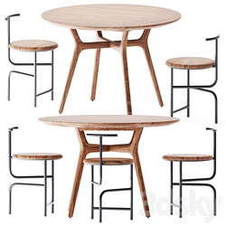 Table Chair Ren Round Wooden Table by Stellar Works 