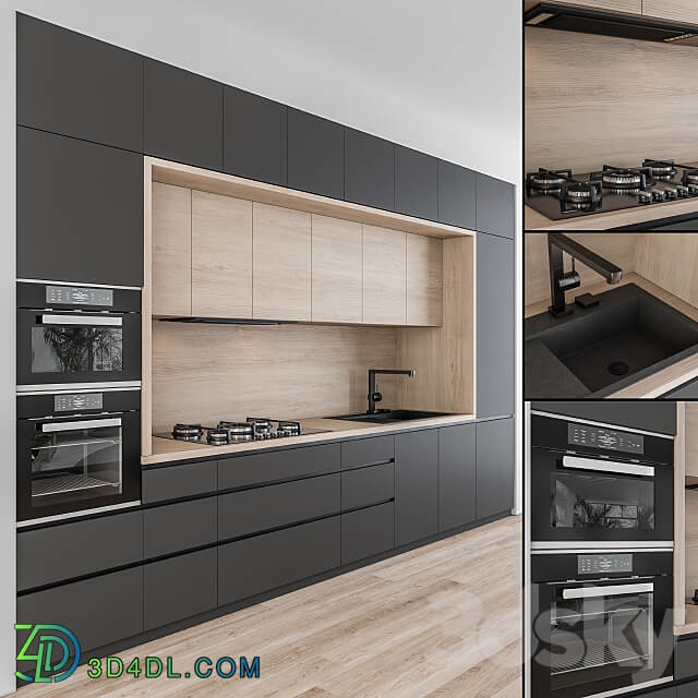 Kitchen Kitchen Modern Black and Wood 43