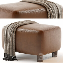 Teddy Leather Club Ottoman Sesame 