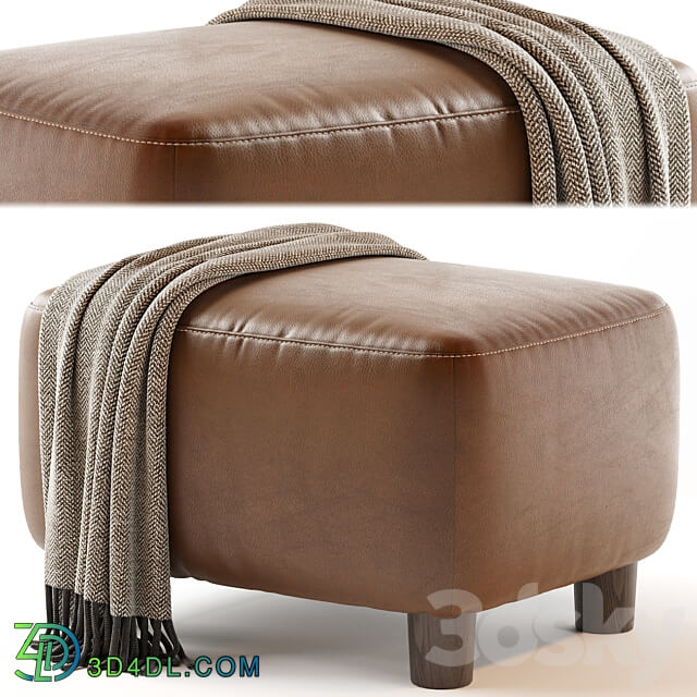 Teddy Leather Club Ottoman Sesame