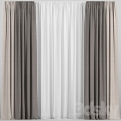 Curtains in two colors with tulle 