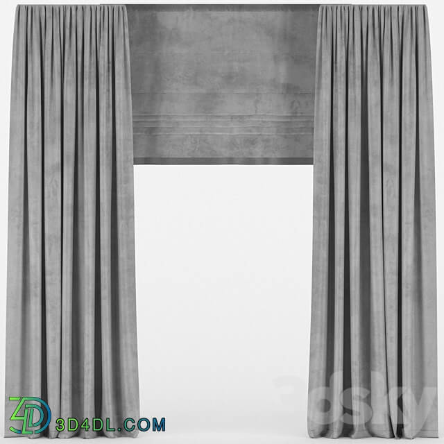 Velvet curtains with roman