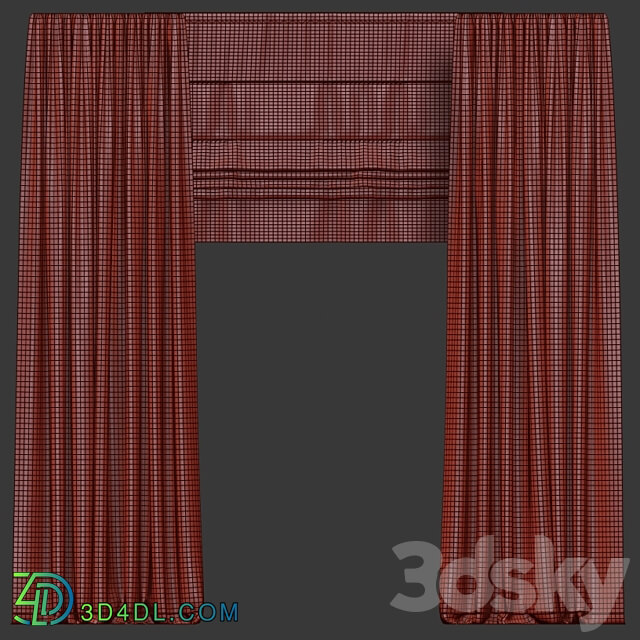 Velvet curtains with roman