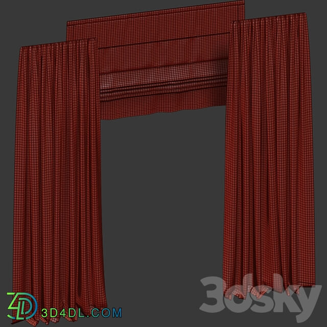 Velvet curtains with roman