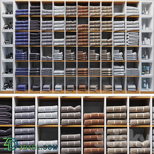 Rack with towels. Cosmetics 3D Models