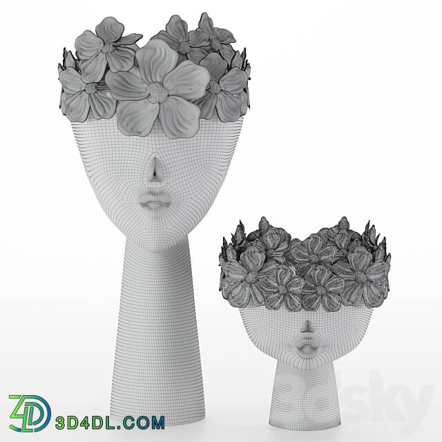 Floral Girls Bust Statue