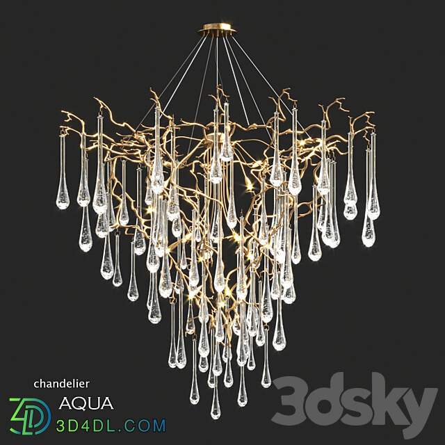 Pendant light Serip Aqua 19 Lamp Funnel Bespoke Chandelier