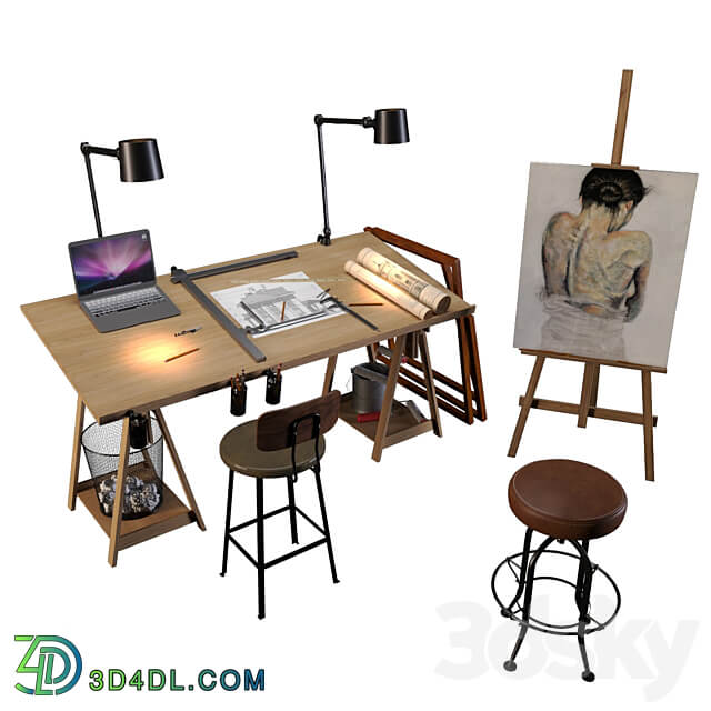 Decorative set of art workshop