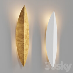 Loftconcept Art Deco Leaf Wall Lamp Gold and White 