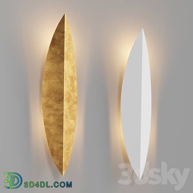 Loftconcept Art Deco Leaf Wall Lamp Gold and White