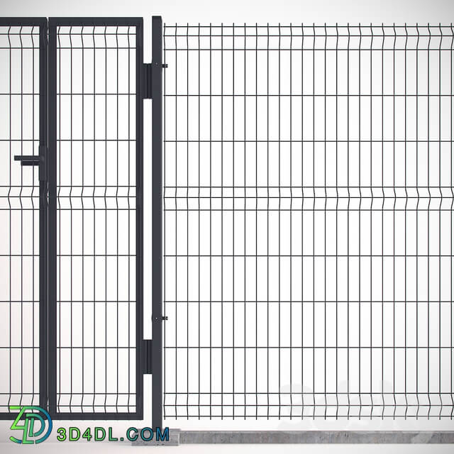 Welded Wire Panel Fence 3D Models