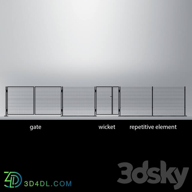 Welded Wire Panel Fence 3D Models