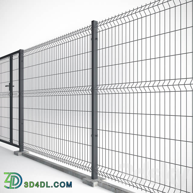 Welded Wire Panel Fence 3D Models